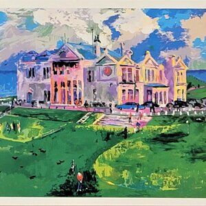 CLUBHOUSE AT OLD ST ANDREWS by LeROY NEIMAN - COLLECTABLE POST CARD - 1987